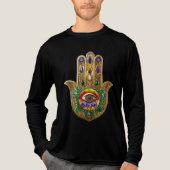 Painted Gold Hamsa Amethyst Ruby Third Eye Tri-Blend Shirt (Vorderseite)