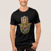 Painted Gold Hamsa Amethyst Ruby Third Eye Tri-Blend Shirt (Vorderseite)