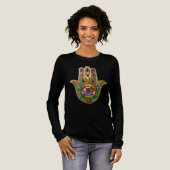 Painted Gold Hamsa Amethyst Ruby Third Eye Tri-Blend Shirt (Volle Vorderseite)