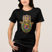 Painted Gold Hamsa Amethyst Ruby Third Eye Tri-Blend Shirt (Vorderseite)