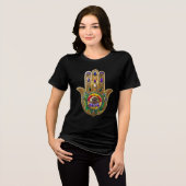 Painted Gold Hamsa Amethyst Ruby Third Eye Tri-Blend Shirt (Vorderseite voll)