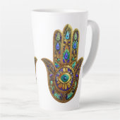 Painted Gold Hamsa Turquoise Sapphire Third Eye  Milchtasse (Rechte Ecke)
