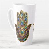 Painted Gold Hamsa Turquoise Sapphire Third Eye  Milchtasse (Linke Ecke)