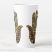 Painted Gold Hamsa Turquoise Sapphire Third Eye  Milchtasse (Vorderseite)