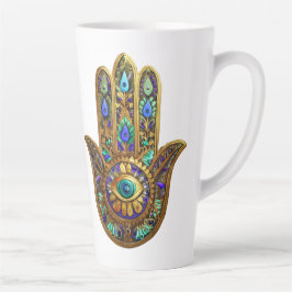 Painted Gold Hamsa Turquoise Sapphire Third Eye  Milchtasse