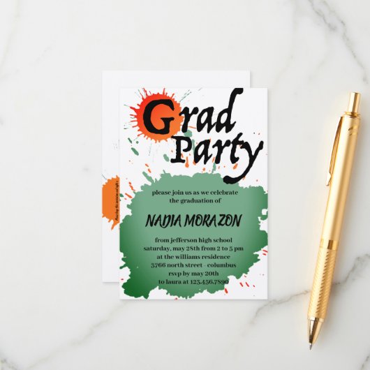 Painted Graduation Party Begleitkarte (Vorderseite/Rückseite Beispiel)