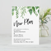 Painted Greenery Zurückgestellt Hochzeit New Plan Einladung (Stehend Vorderseite)