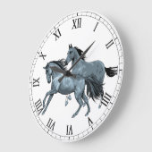 Painted Horses Wall Clock Große Wanduhr (Winkel)