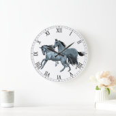 Painted Horses Wall Clock Große Wanduhr (Zuhause)