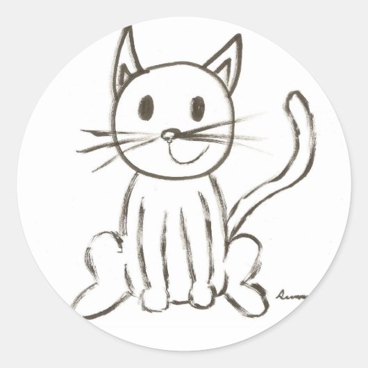 Painted Kitty Round Stickers - Set von 20 (Vorderseite)