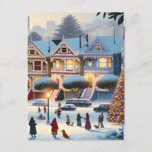 Painted Ladies Weihnachtszauber San Francisco Postkarte