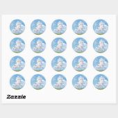Painted Landscape Blue Sky Cloud Wedding Favor Runder Aufkleber (Blatt)