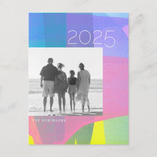 Painted Layers 2025 New Years Foto Postkarte (Vorderseite)