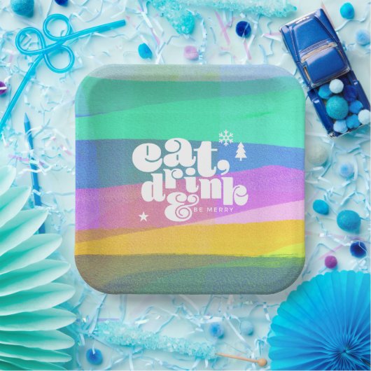 Painted Layers Weihnachtspapier Pappteller (Party)