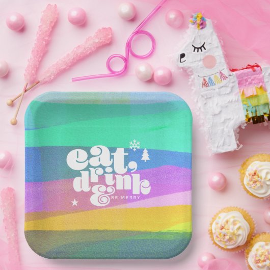 Painted Layers Weihnachtspapier Pappteller (Party)