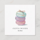 Painted Macaron Dessert Baker Quadratische Visitenkarte (Vorderseite)