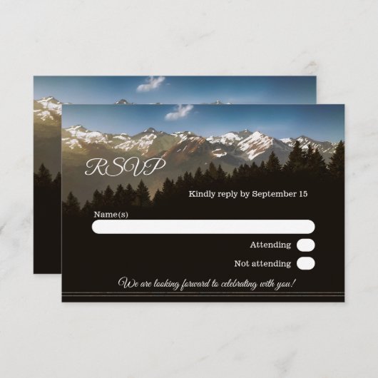 Painted Mountains Wedding RSVP Card Einladung (Vorne/Hinten)