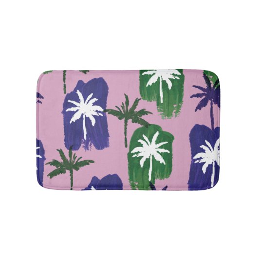 Painted Palm, Navy Blue Green. Badematte (Vorderseite)