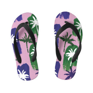 Painted Palm, Navy Blue Green. Kinderbadesandalen