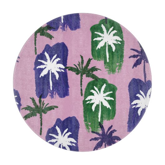 Painted Palm, Navy Blue Green. Schneidebrett (Vorderseite)