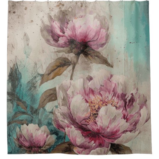 Painted Peonies - Duschvorhang (Vorderseite)