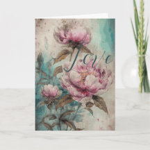 Painted Peonies - Grußkarte, Liebe Card