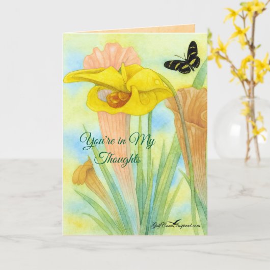 Painted Petals Pitcher Plant Folded Greeting Card Karte (Gelbe Blume)