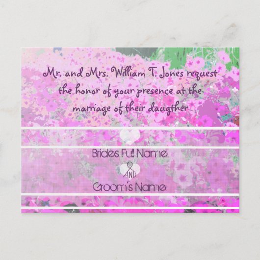 Painted Petunias Hochzeit Einladungen (Vorderseite)