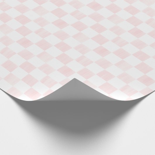 Painted Pink and White Check Checkerboard Pattern Geschenkpapier (Ecke)