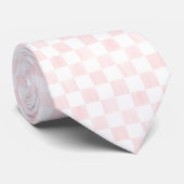 Painted Pink and White Check Checkerboard Pattern Krawatte (Gerollt)