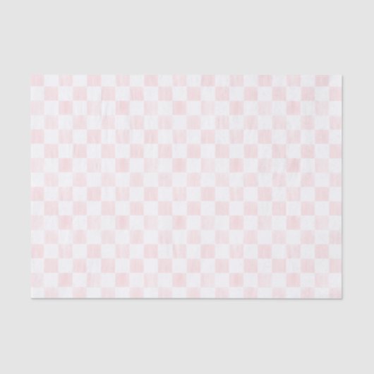 Painted Pink and White Check Checkerboard Pattern Seidenpapier (Vorderseite)