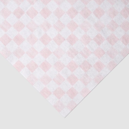 Painted Pink and White Check Checkerboard Pattern Seidenpapier (Ausschnitt)