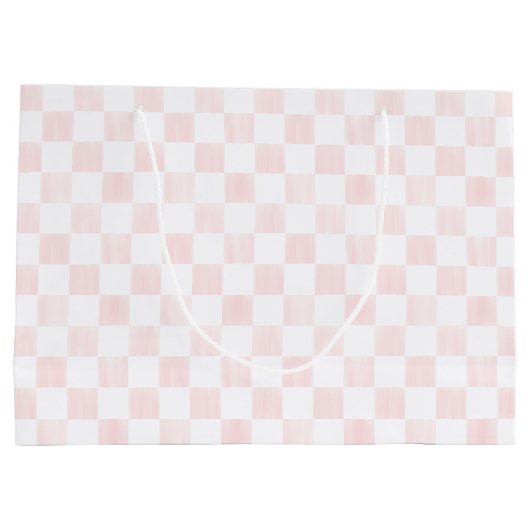 Painted Pink Checkerboard Pattern Personalized Große Geschenktüte (Rückseite)