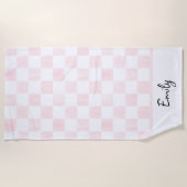 Painted Pink Checkerboard Pattern Personalized Strandtuch (Vorderseite)