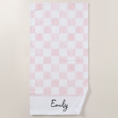Painted Pink Checkerboard Pattern Personalized Strandtuch (Vorderseite)