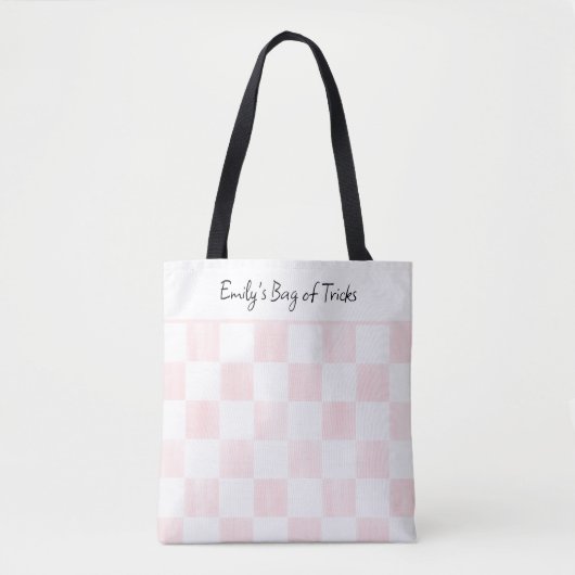 Painted Pink Checkerboard Pattern Personalized Tasche (Vorderseite)