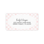 Painted Pink Checkerboard Pattern Return Address Adressaufkleber (Vorne)