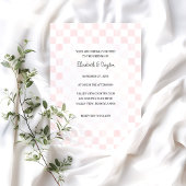Painted Pink Checkerboard Pattern Wedding Einladung