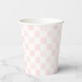 Painted Pink Checkerboard Pattern Wedding Pappbecher (Rückseite)