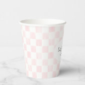 Painted Pink Checkerboard Pattern Wedding Pappbecher (Rechts)