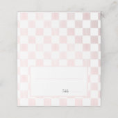 Painted Pink Checkerboard Pattern Wedding Platzkarte (Außenseite Aufgefaltet)