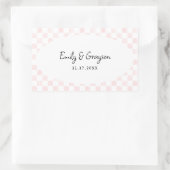 Painted Pink Checkerboard Pattern Wedding Rechteckiger Aufkleber (Tasche)