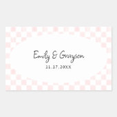 Painted Pink Checkerboard Pattern Wedding Rechteckiger Aufkleber (Vorderseite)
