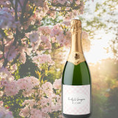 Painted Pink Checkerboard Pattern Wedding Schaumweinetikett