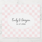 Painted Pink Checkerboard Pattern Wedding Schaumweinetikett (Einzelnes Label)