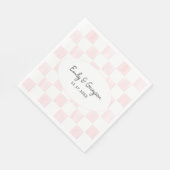 Painted Pink Checkerboard Pattern Wedding Serviette (Ecke)
