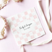 Painted Pink Checkerboard Pattern Wedding Serviette