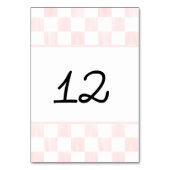 Painted Pink Checkerboard Pattern Wedding Tischnummer (Vorderseite)