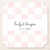 Painted Pink Checkerboard Pattern Wedding Untersetzer (Vorderseite)