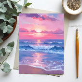 Painted Pink Ocean | Coastal Watercolor Pastel Postkarte